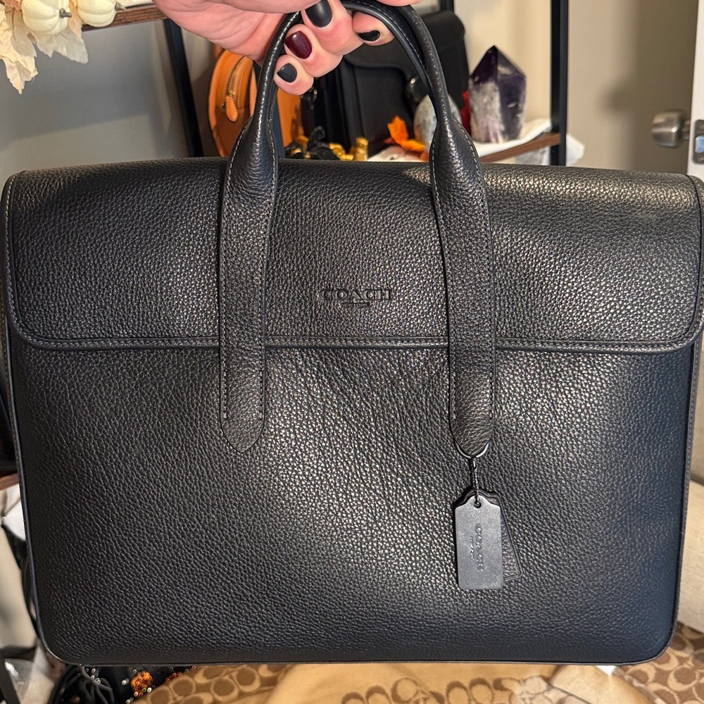 Coach Black Leather Laptop Bag